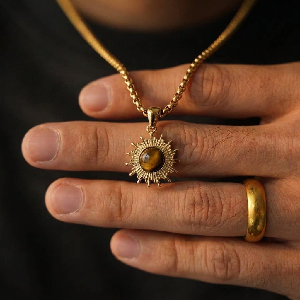 Sun Flower Tiger Eye Necklace