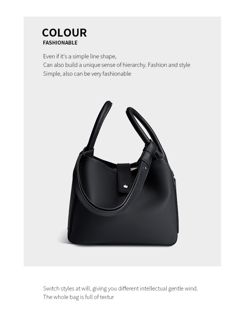 Genuine Leather Bucket Bag for Women