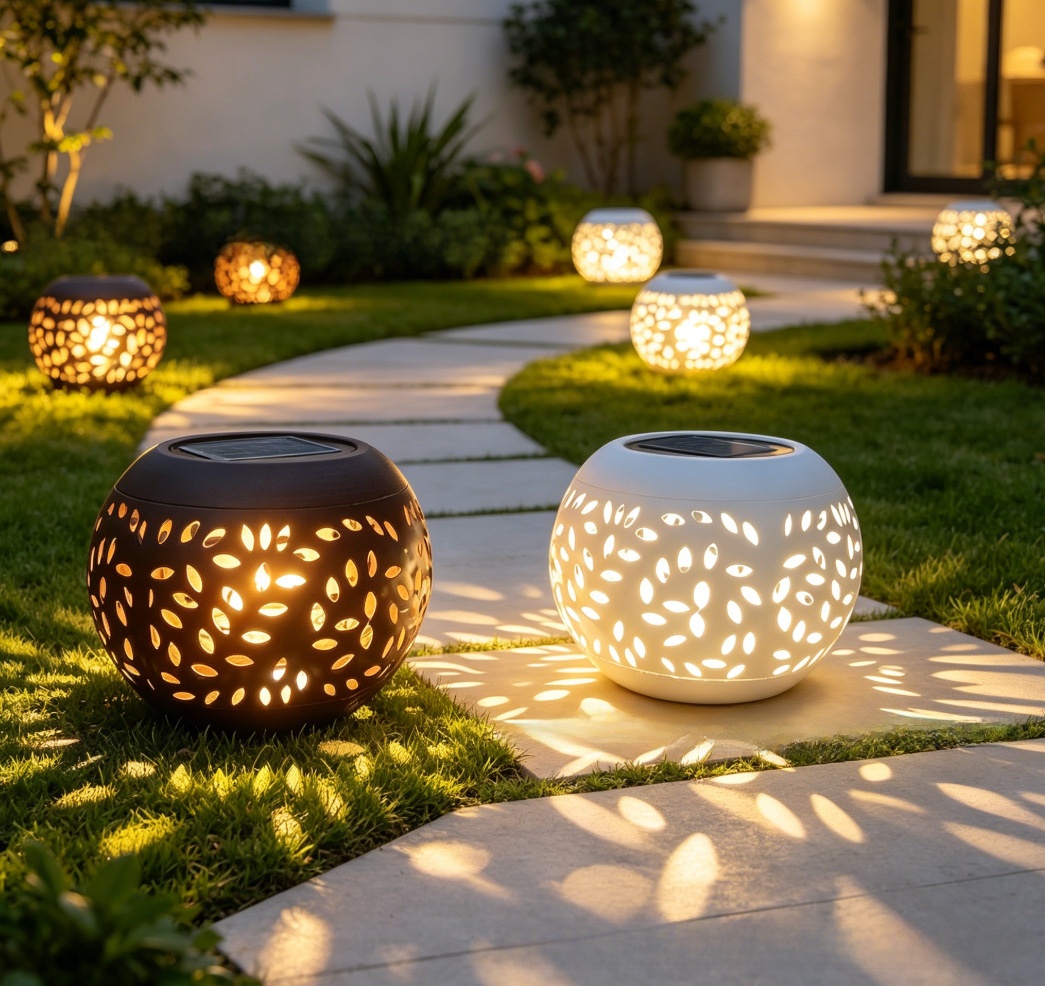 Hollow Metal Solar Garden Lights with Auto On/Off