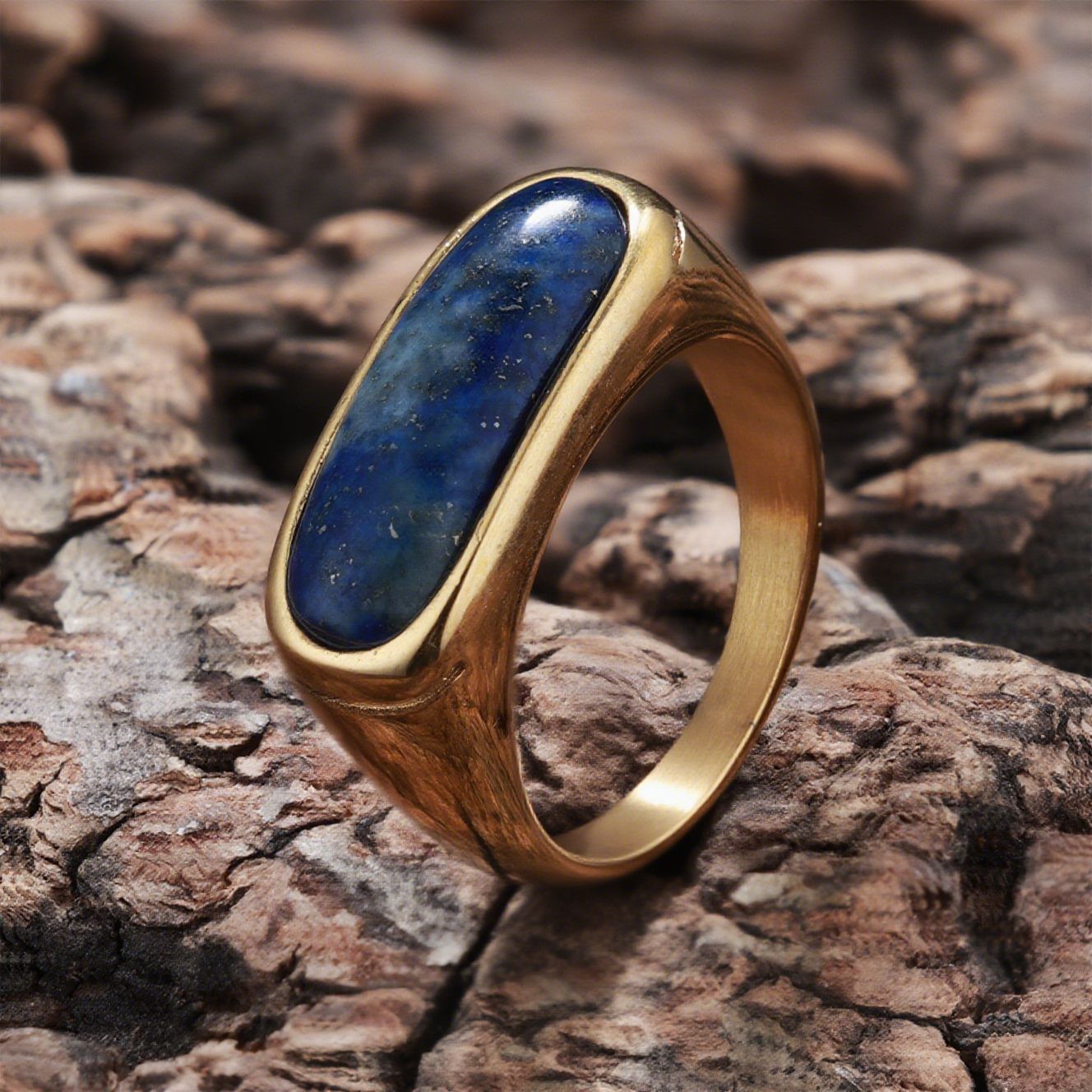 Personalized Natural Stone Engraved Vintage Ring