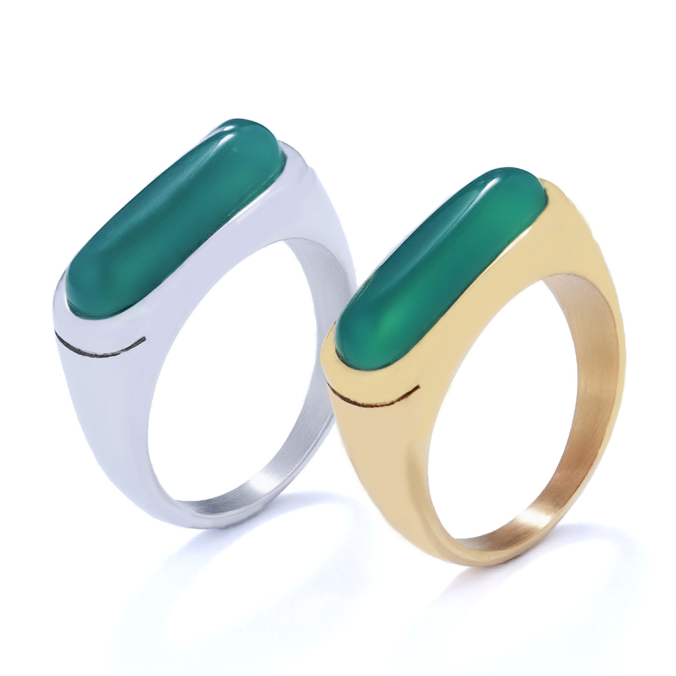 Personalized Natural Stone Engraved Vintage Ring