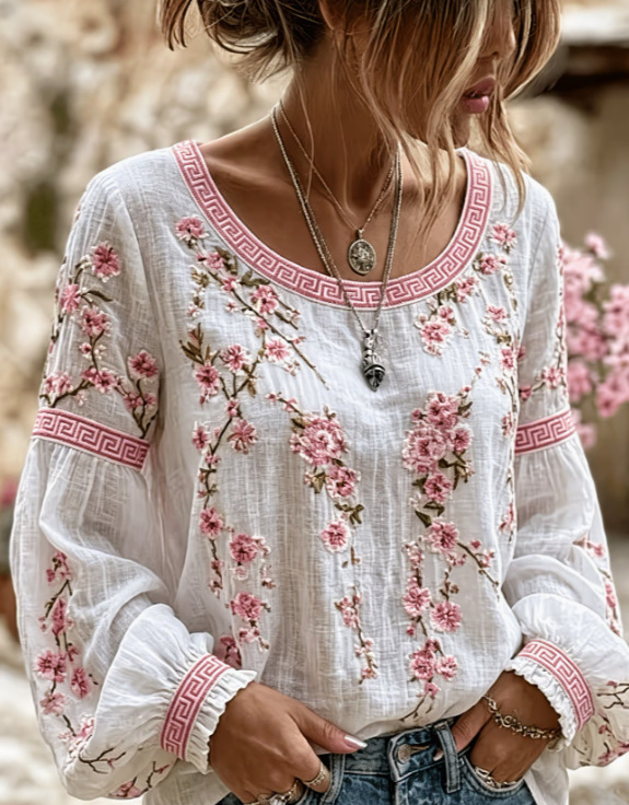 Women's round-neck long-sleeve top
