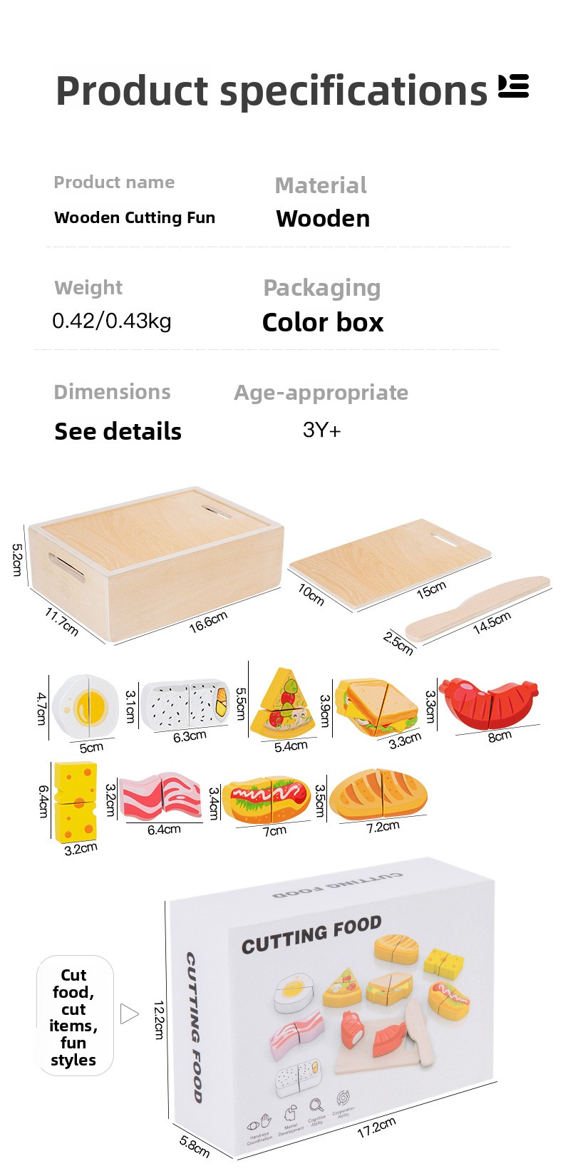 Wooden Magnetic Food Cutting Play Set for Kids