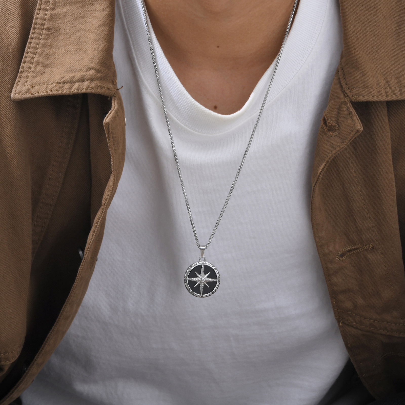 Stainless steel eight-pointed star necklace