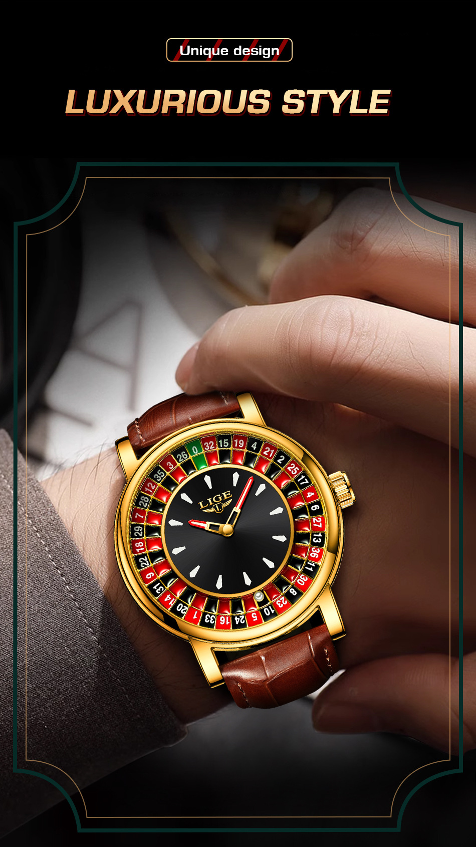Lige Multi-Function Men's Wrist Watch