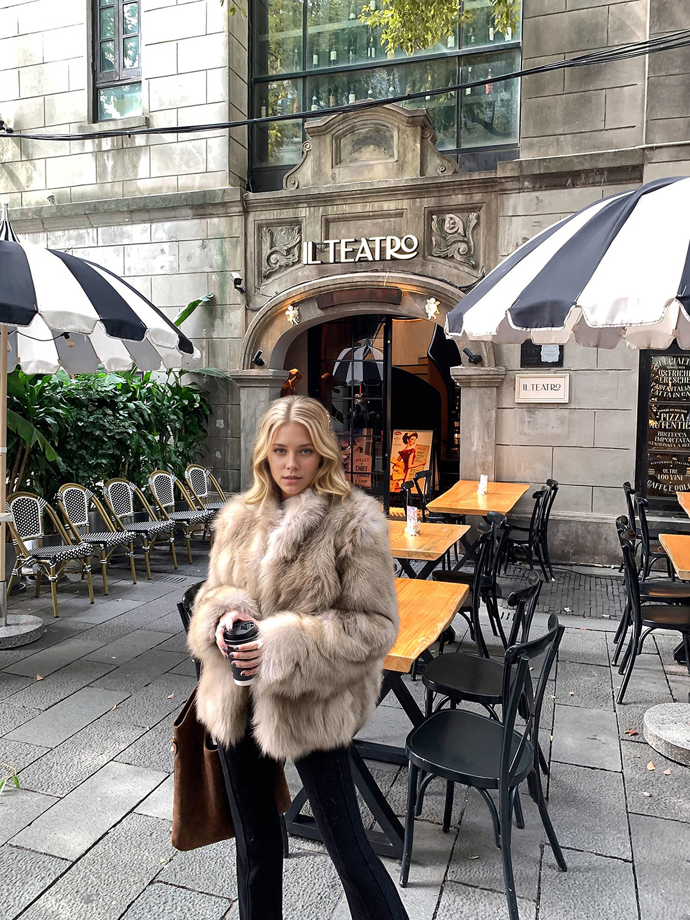 Womens Stand Collar Faux Fur Coat