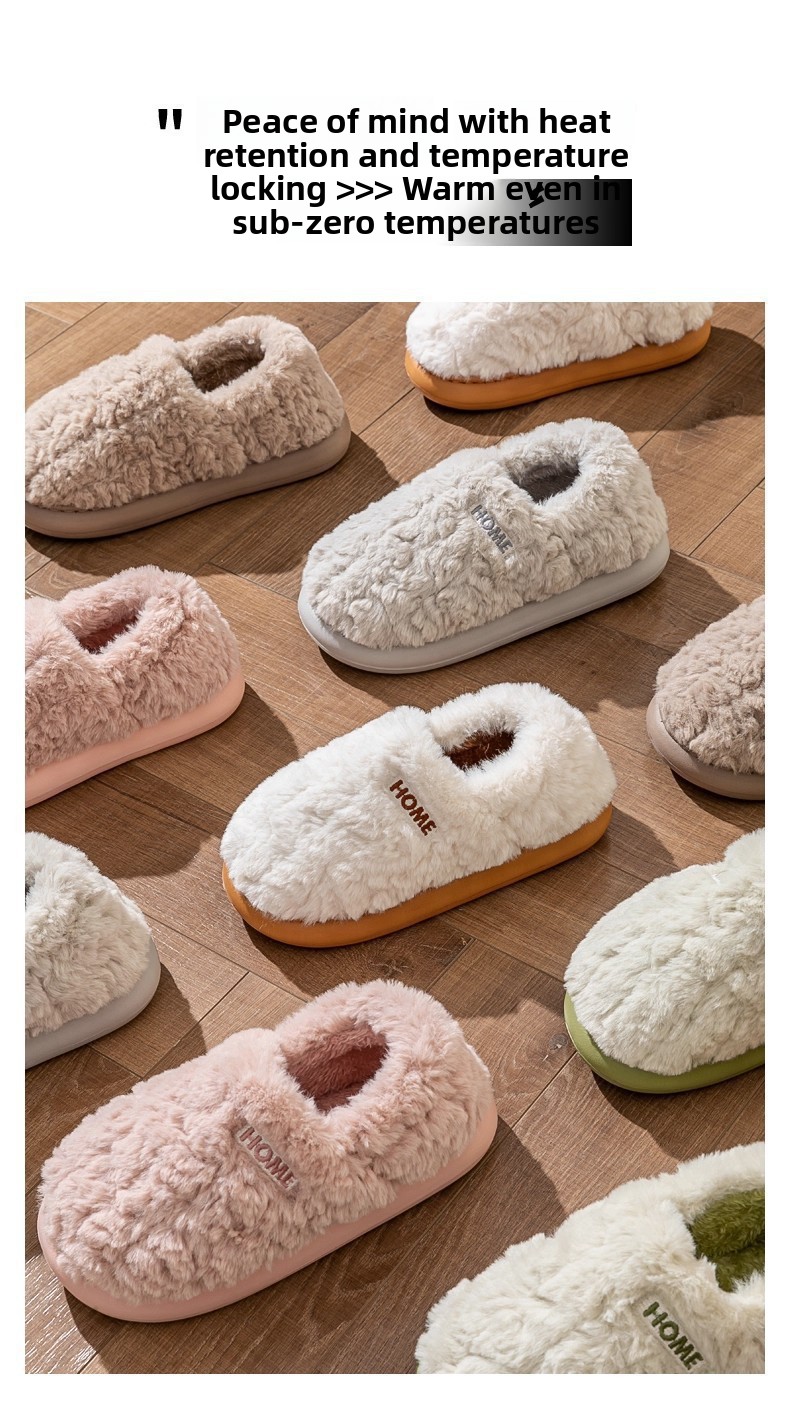 Womens Plush Winter Slippers with Heel Cover