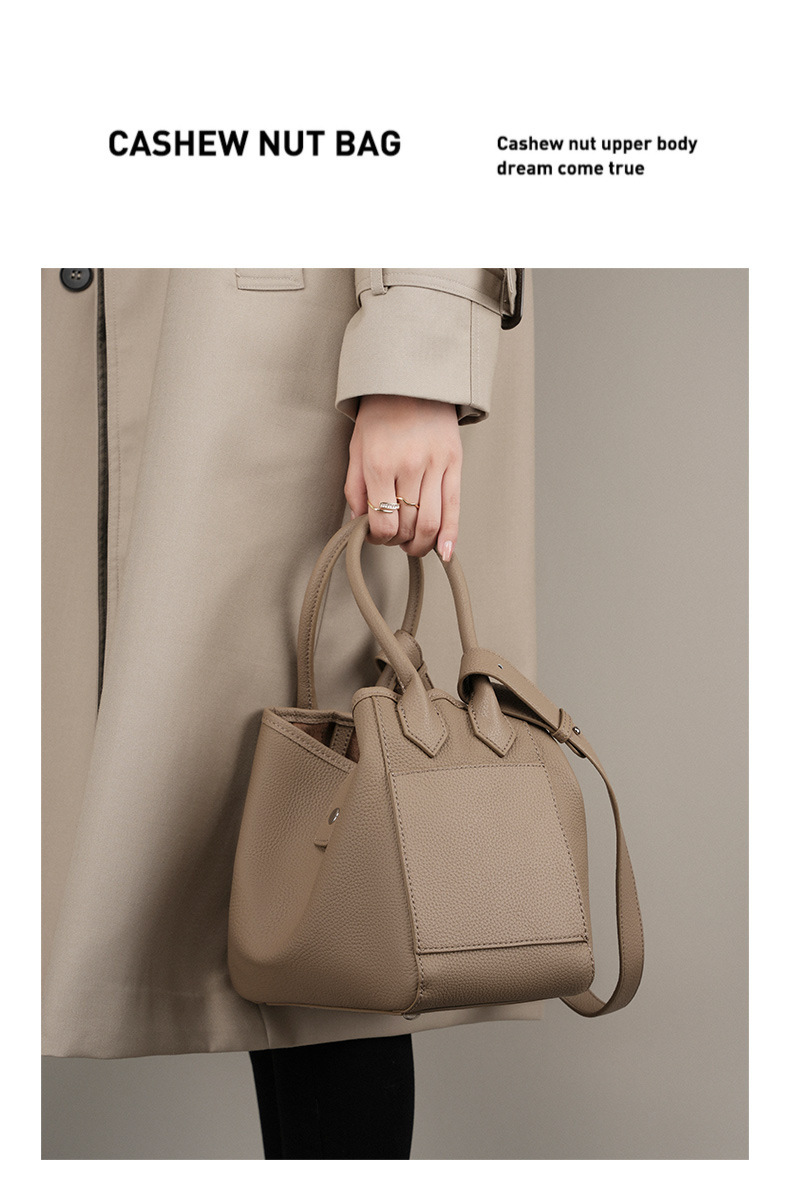 Genuine Leather Bucket Bag for Women