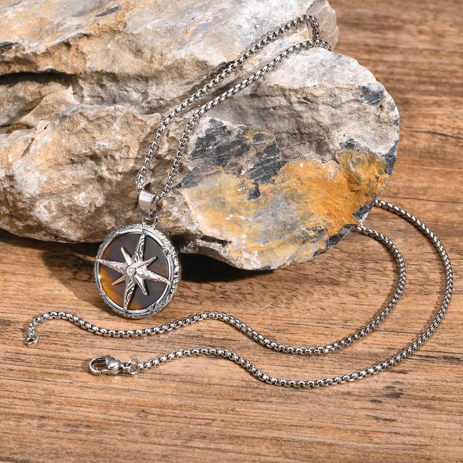 Stainless steel eight-pointed star necklace