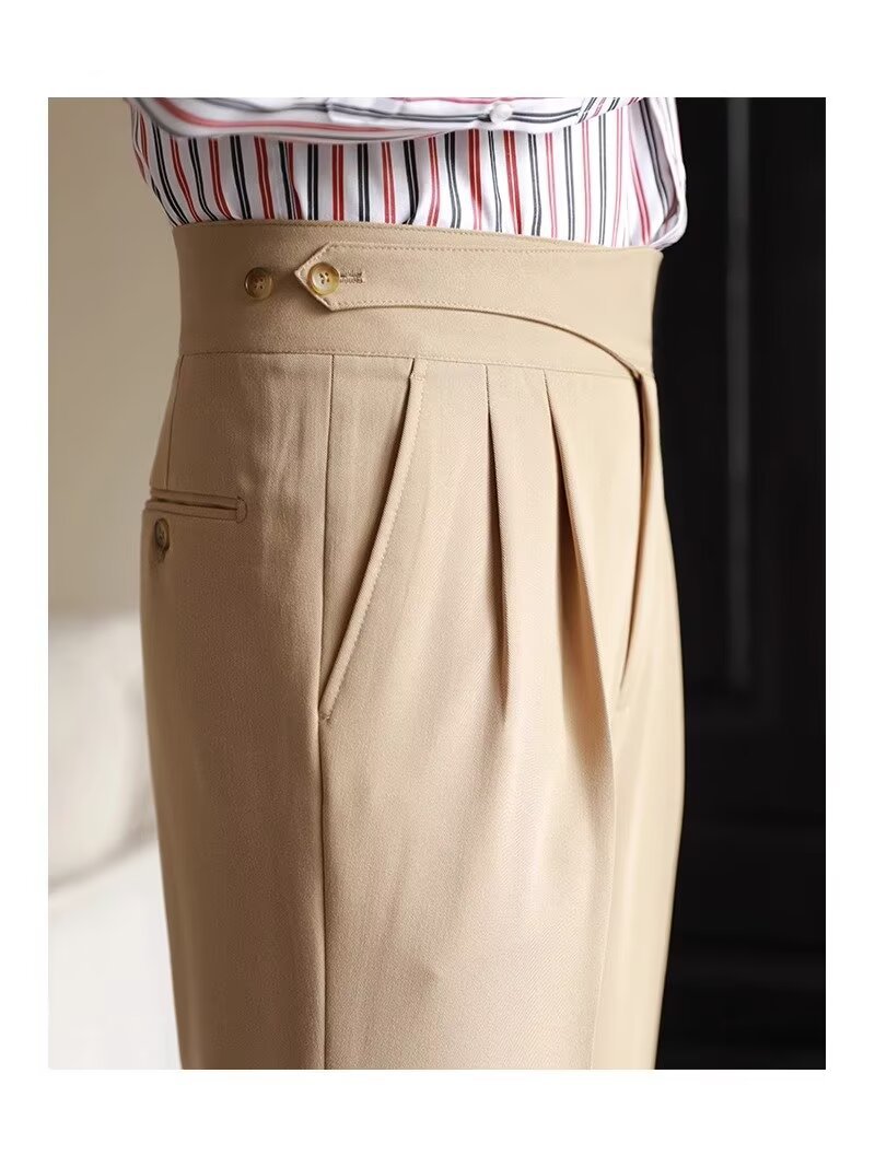 High-Waisted Mens Business Casual Trousers