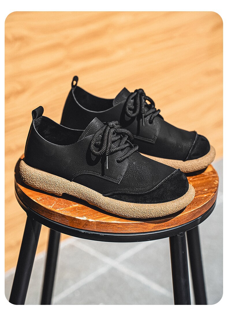 Mens Retro Casual Leather Shoes Lightweight Soft Sole
