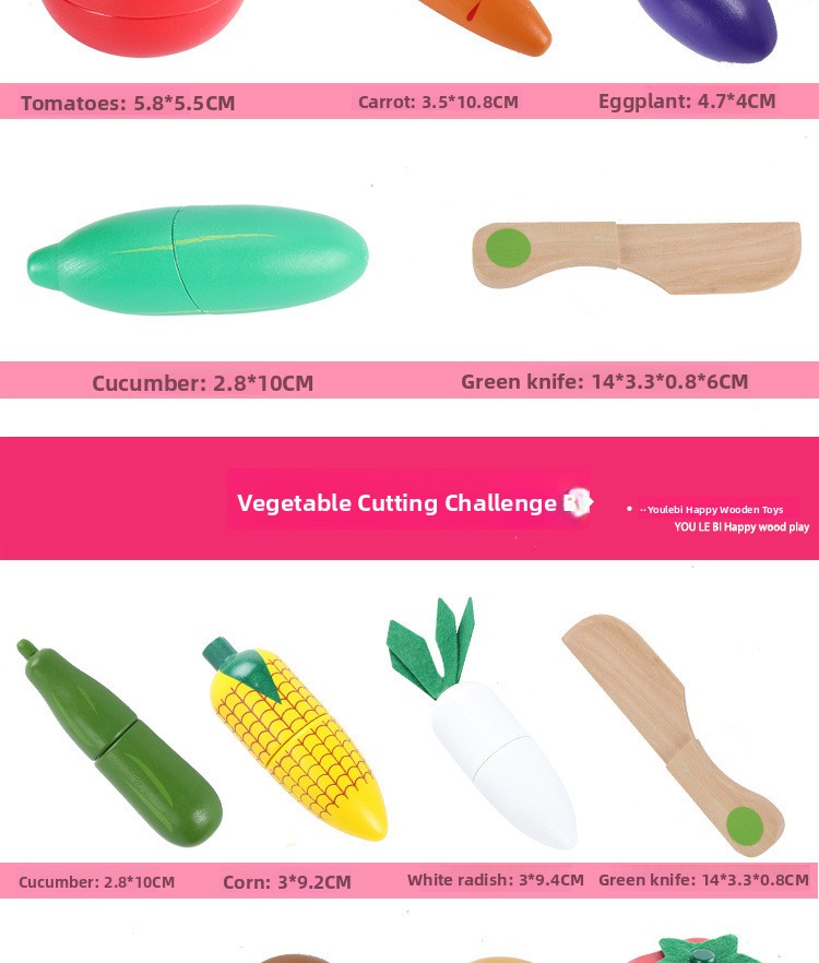 Wooden Magnetic Fruit & Vegetable Cutting Play Set – photo 19