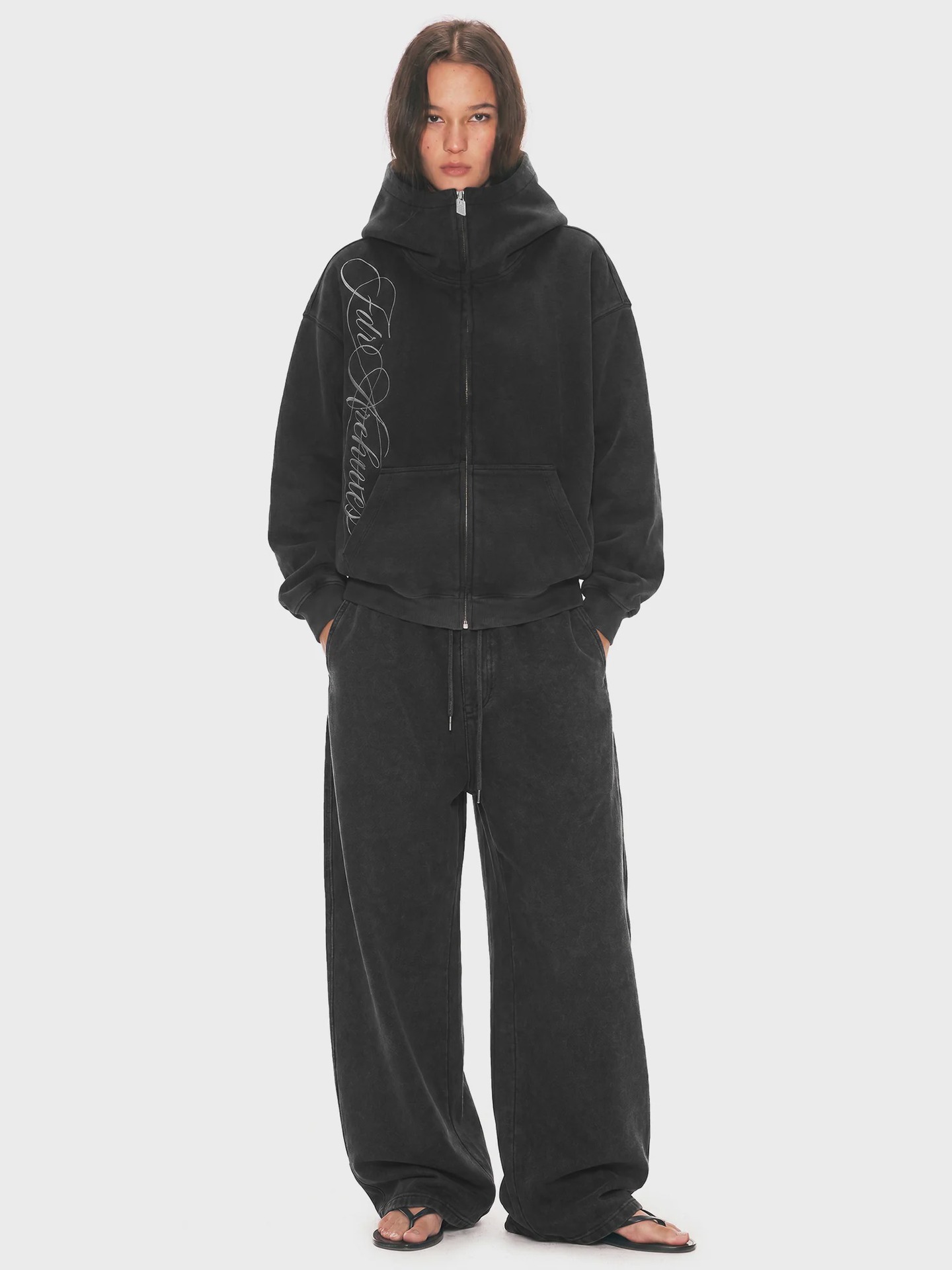 Printed high-neck pullover with hood and zipper vest
