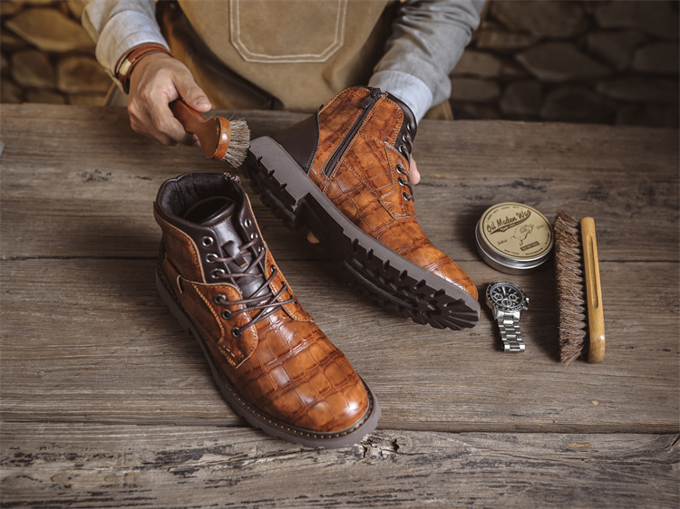 Mens Vintage Side Zip Leather Boots