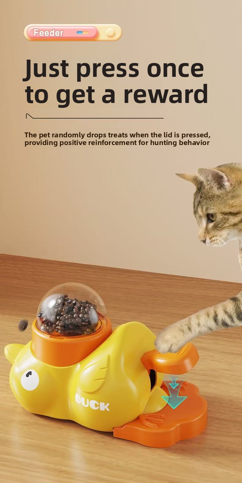 Interactive Duck Pet Food Dispenser Toy