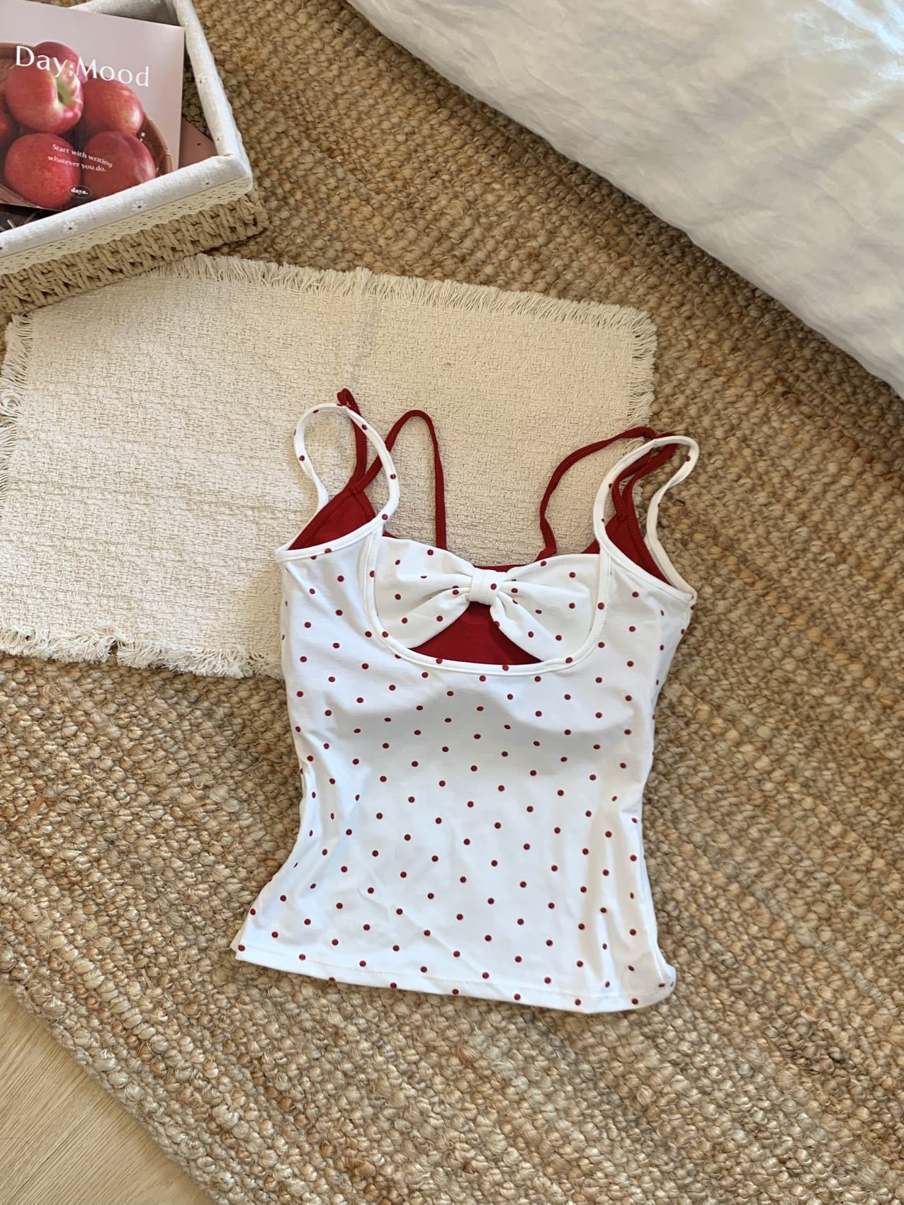 polka dot faux two-piece camisole