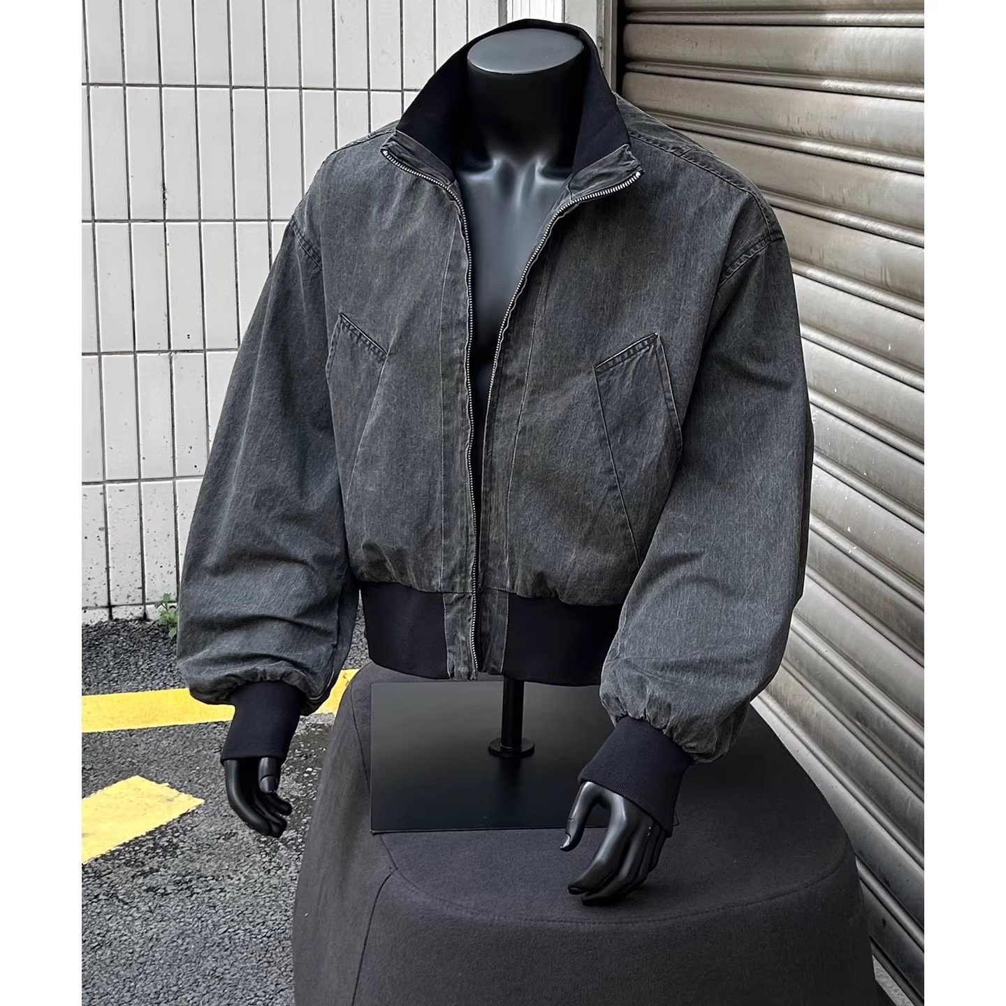 Men's vintage washed distressed pilot jacket