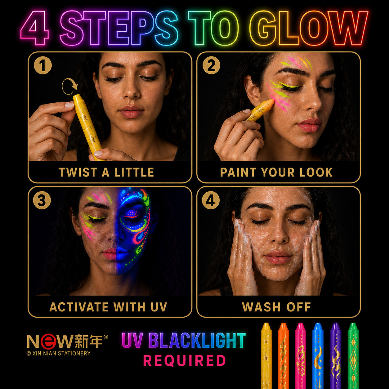 UV Fluorescent Face Paint Crayon