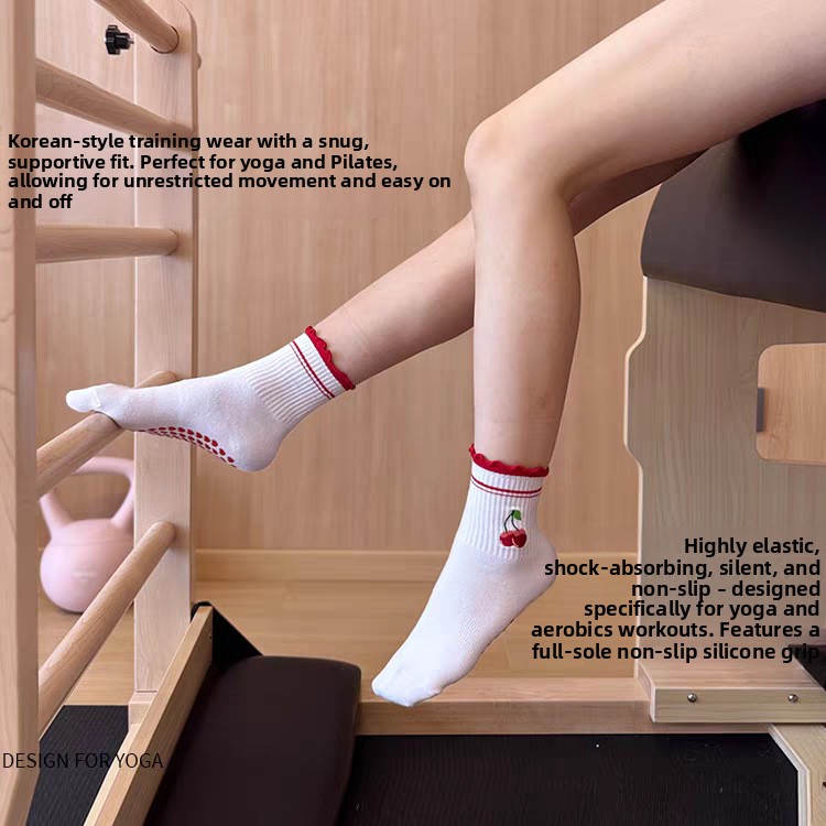 Womens Yoga Socks Anti-Slip Fitness Mid-Tube Socks