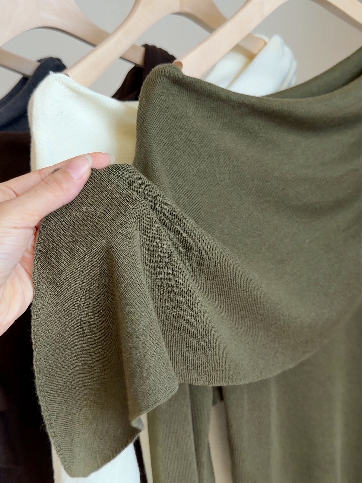 Women Knitted Cape Style Pullover Faux Two Piece Loose Top