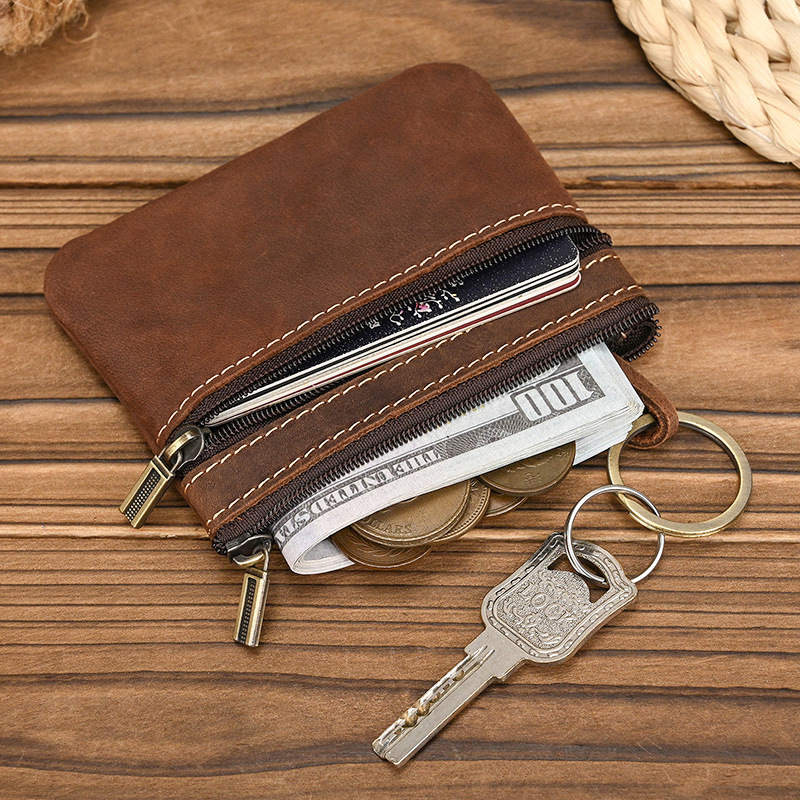 Vintage Genuine Leather Wallet with Keychain