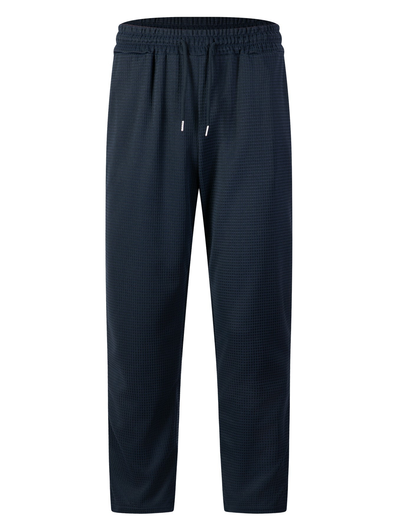 men's new large checkered drawstring casual pants, lightweight, breathable, comfortable straight-leg pocket trousers