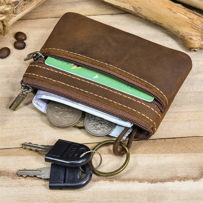 Vintage Genuine Leather Wallet with Keychain