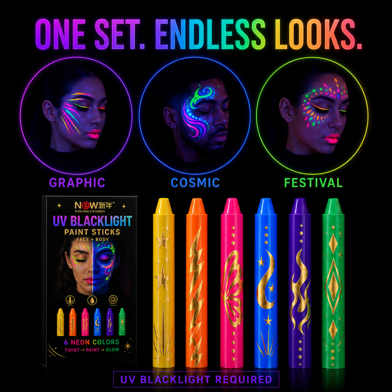 UV Fluorescent Face Paint Crayon