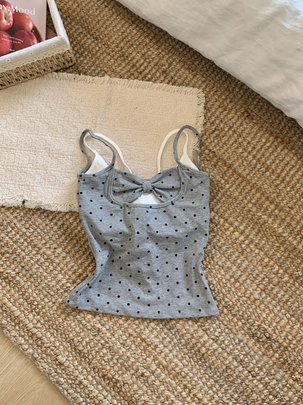 polka dot faux two-piece camisole