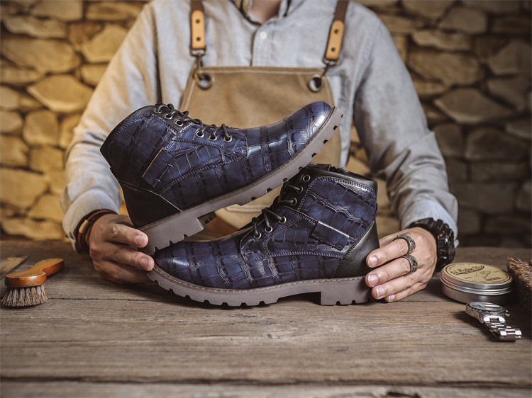 Mens Vintage Side Zip Leather Boots