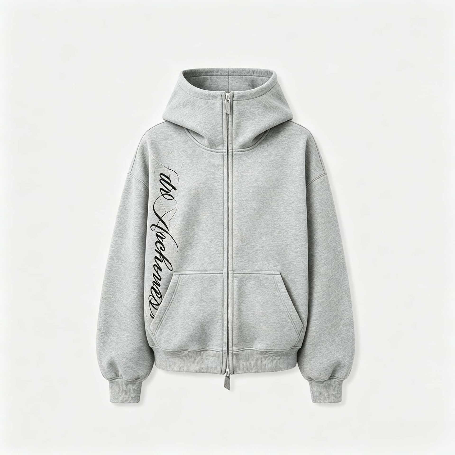 Printed high-neck pullover with hood and zipper vest