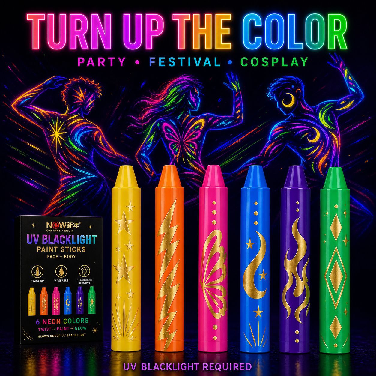 UV Fluorescent Face Paint Crayon