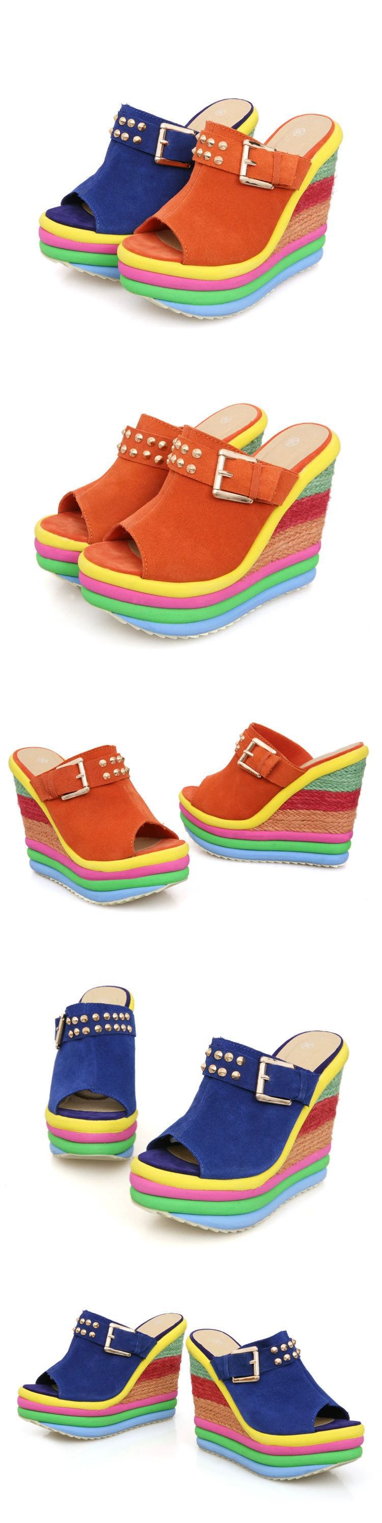 High-heeled platform shoes, genuine leather peep-toe sandals