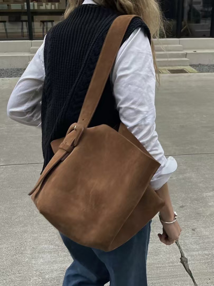 Retro Brown Corduroy Shoulder Bag