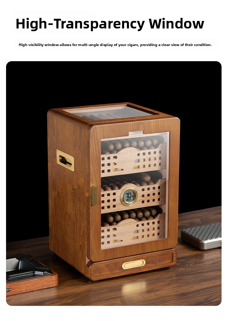 Four Layer Cedar Lined Cigar Box with Humidifier