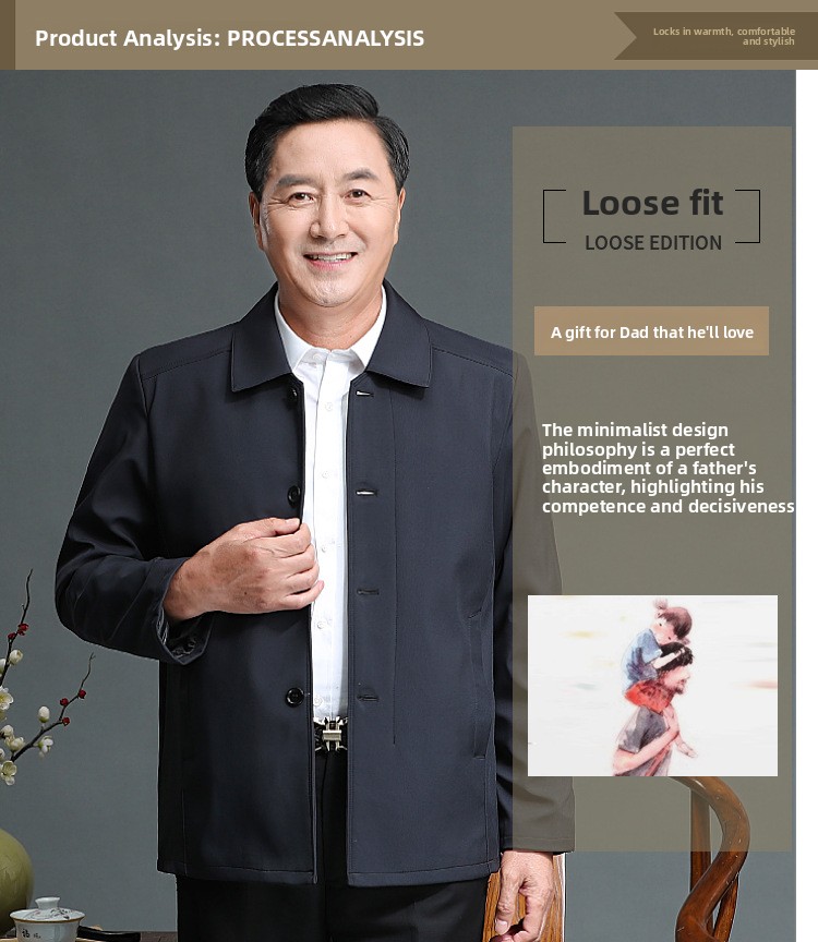 Mens Spring Autumn Jacket Cotton Blend Casual Outerwear