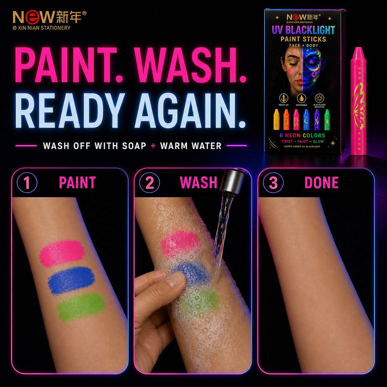 UV Fluorescent Face Paint Crayon