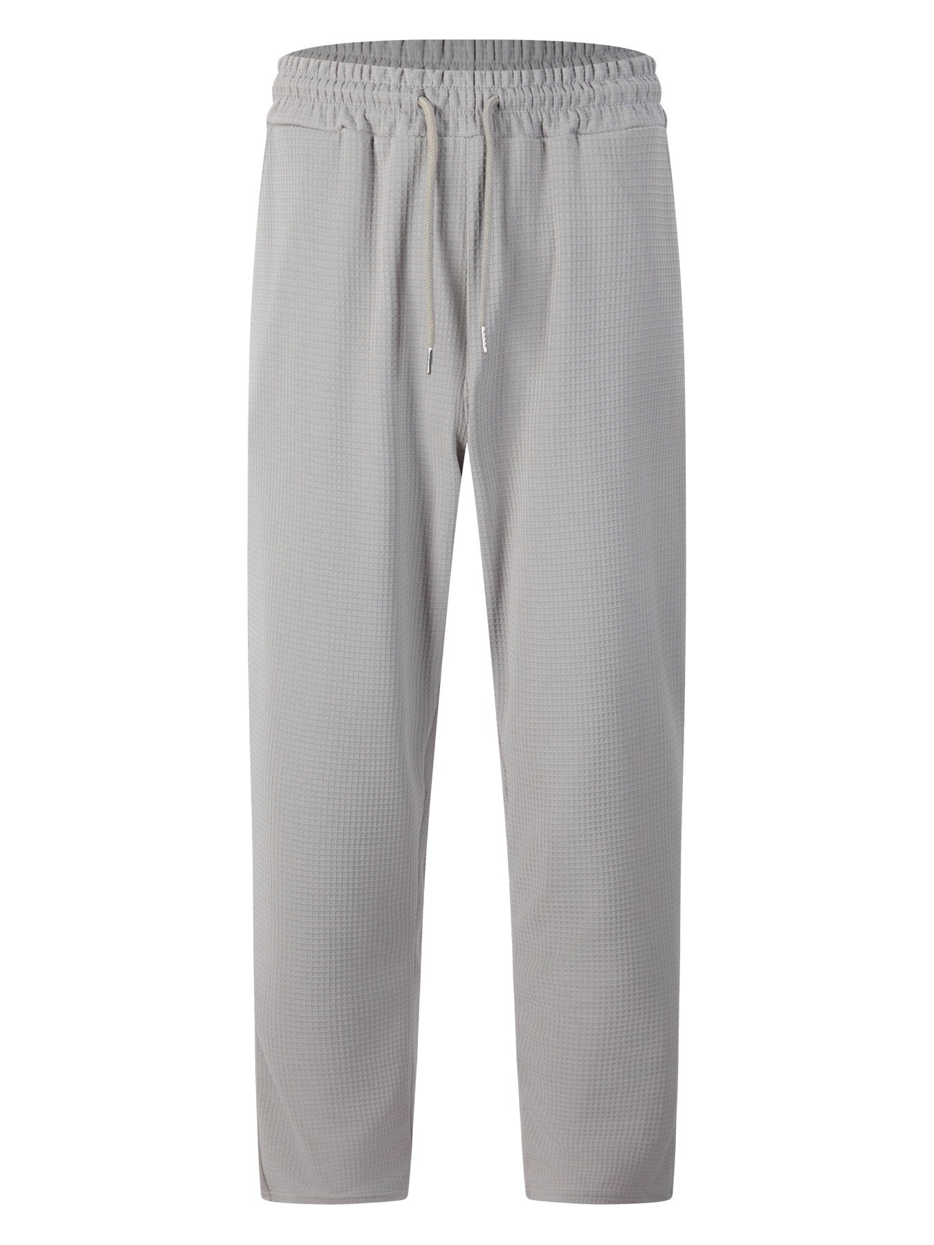 men's new large checkered drawstring casual pants, lightweight, breathable, comfortable straight-leg pocket trousers