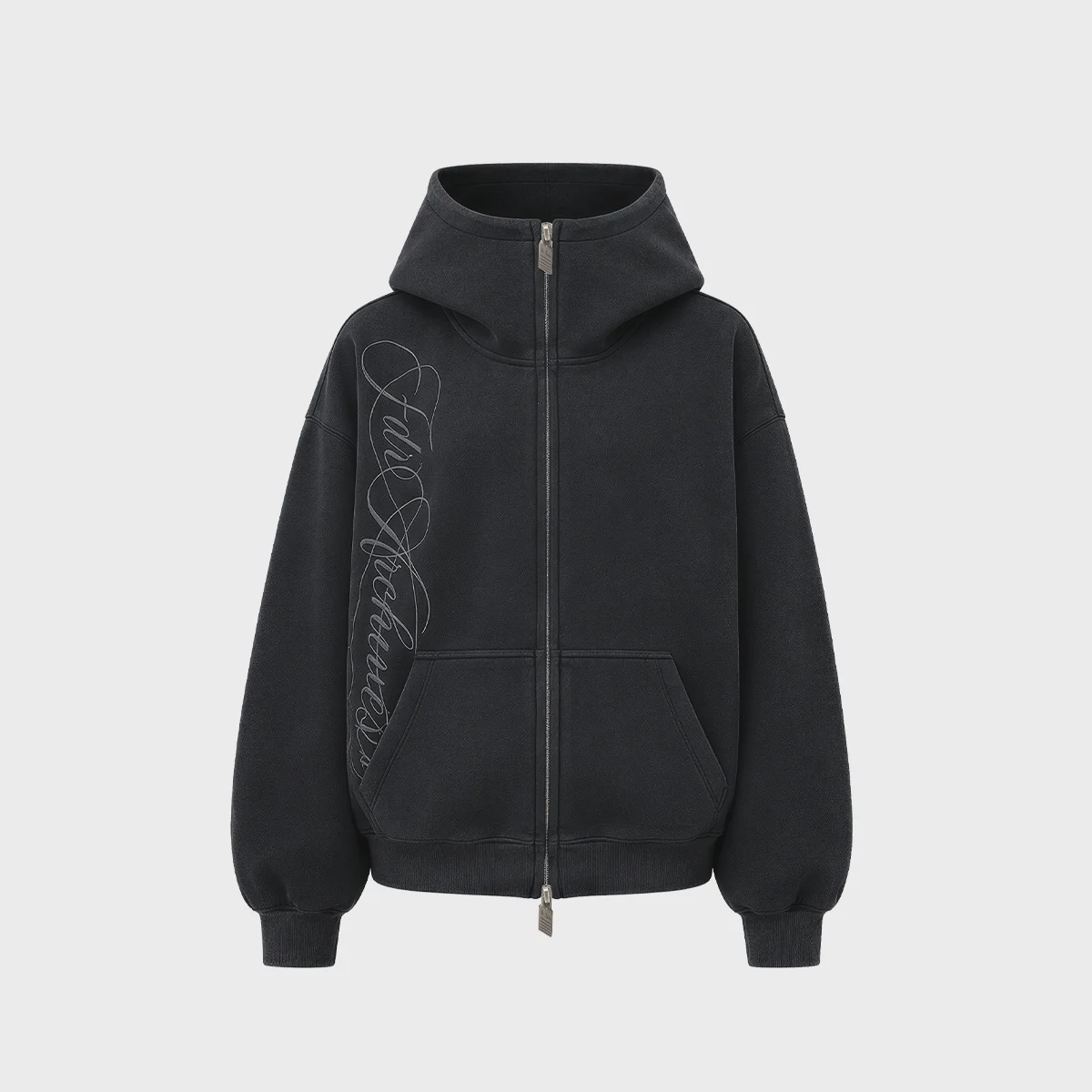 Printed high-neck pullover with hood and zipper vest