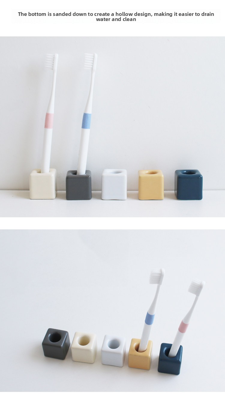Simple Ceramic Toothbrush and Razor Holder