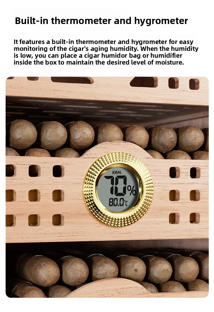 Four Layer Cedar Lined Cigar Box with Humidifier