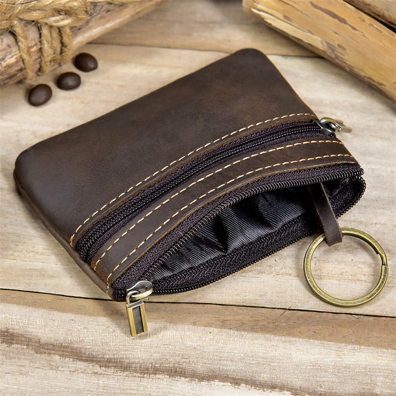 Vintage Genuine Leather Wallet with Keychain