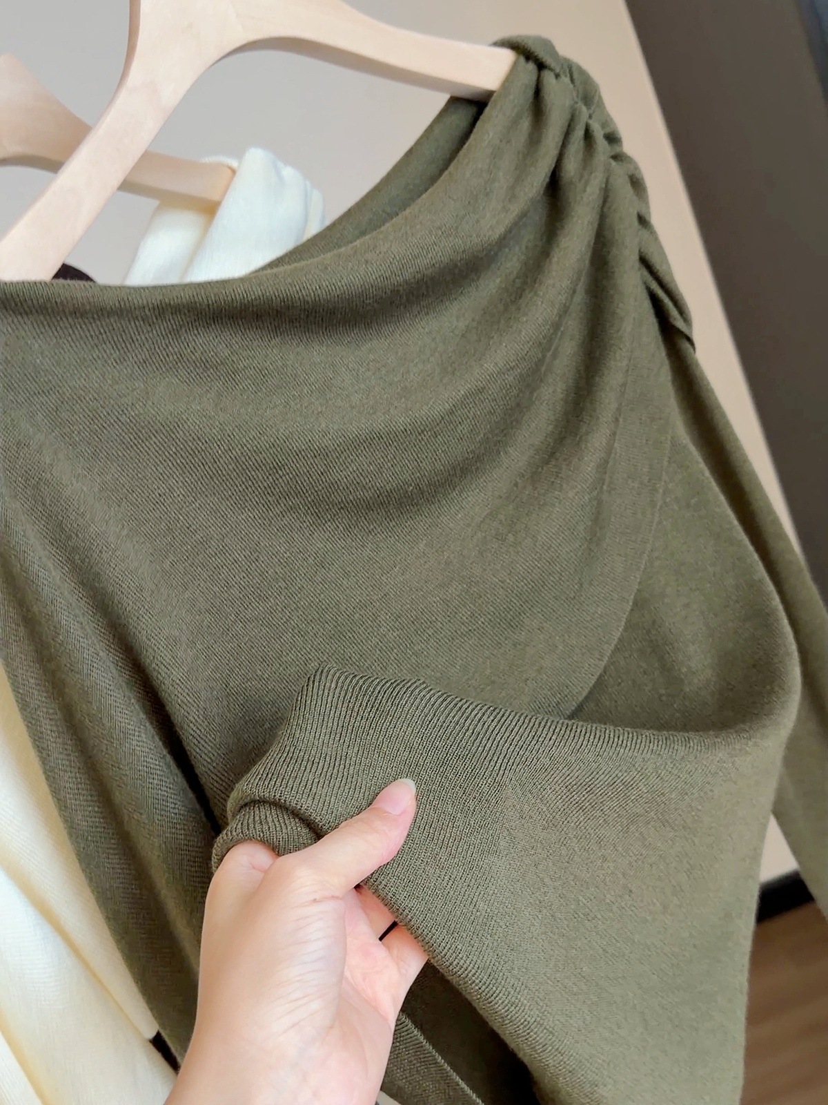Women Knitted Cape Style Pullover Faux Two Piece Loose Top