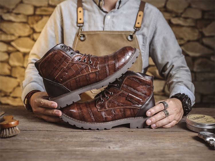 Mens Vintage Side Zip Leather Boots