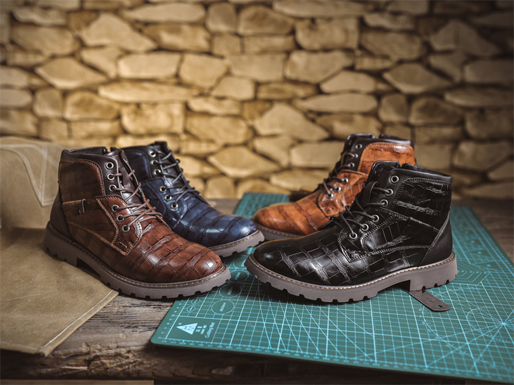 Mens Vintage Side Zip Leather Boots