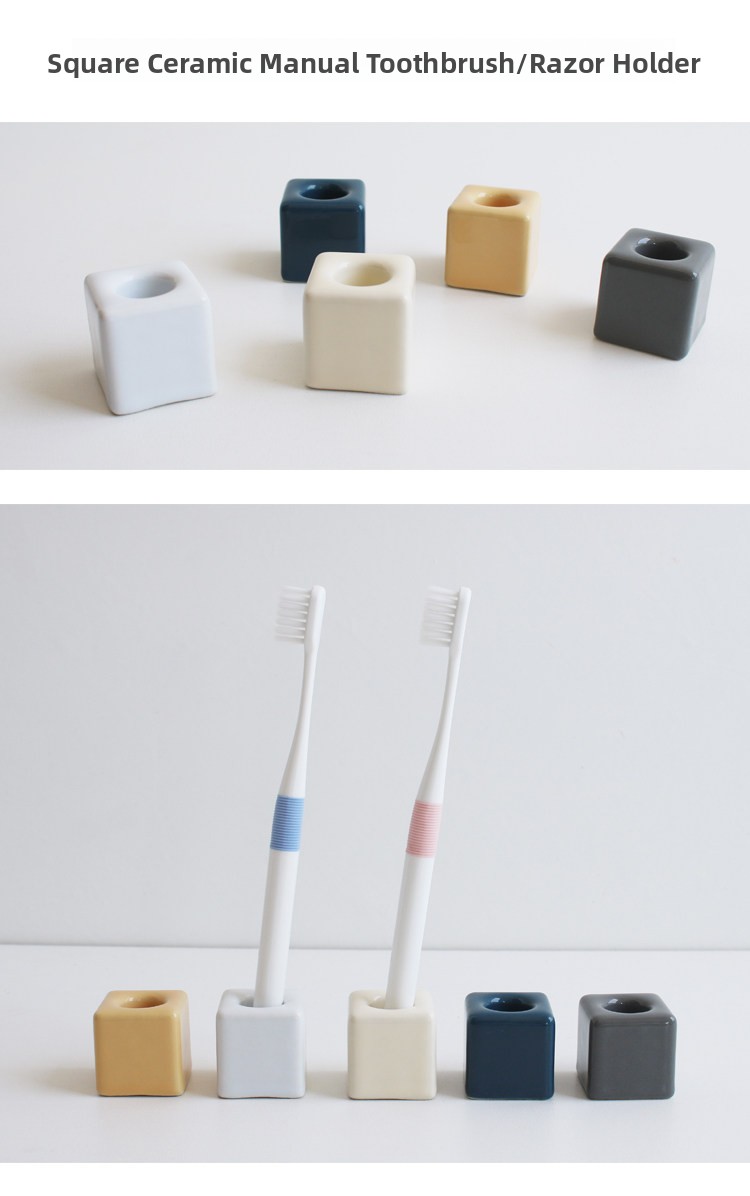 Simple Ceramic Toothbrush and Razor Holder