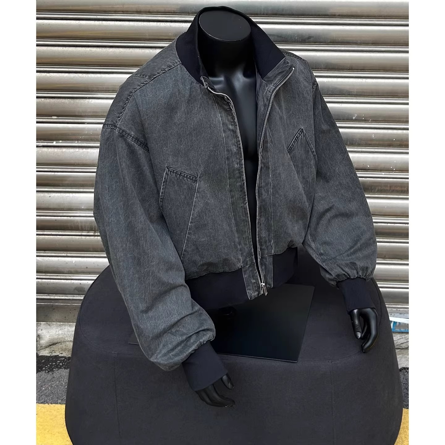 Men's vintage washed distressed pilot jacket