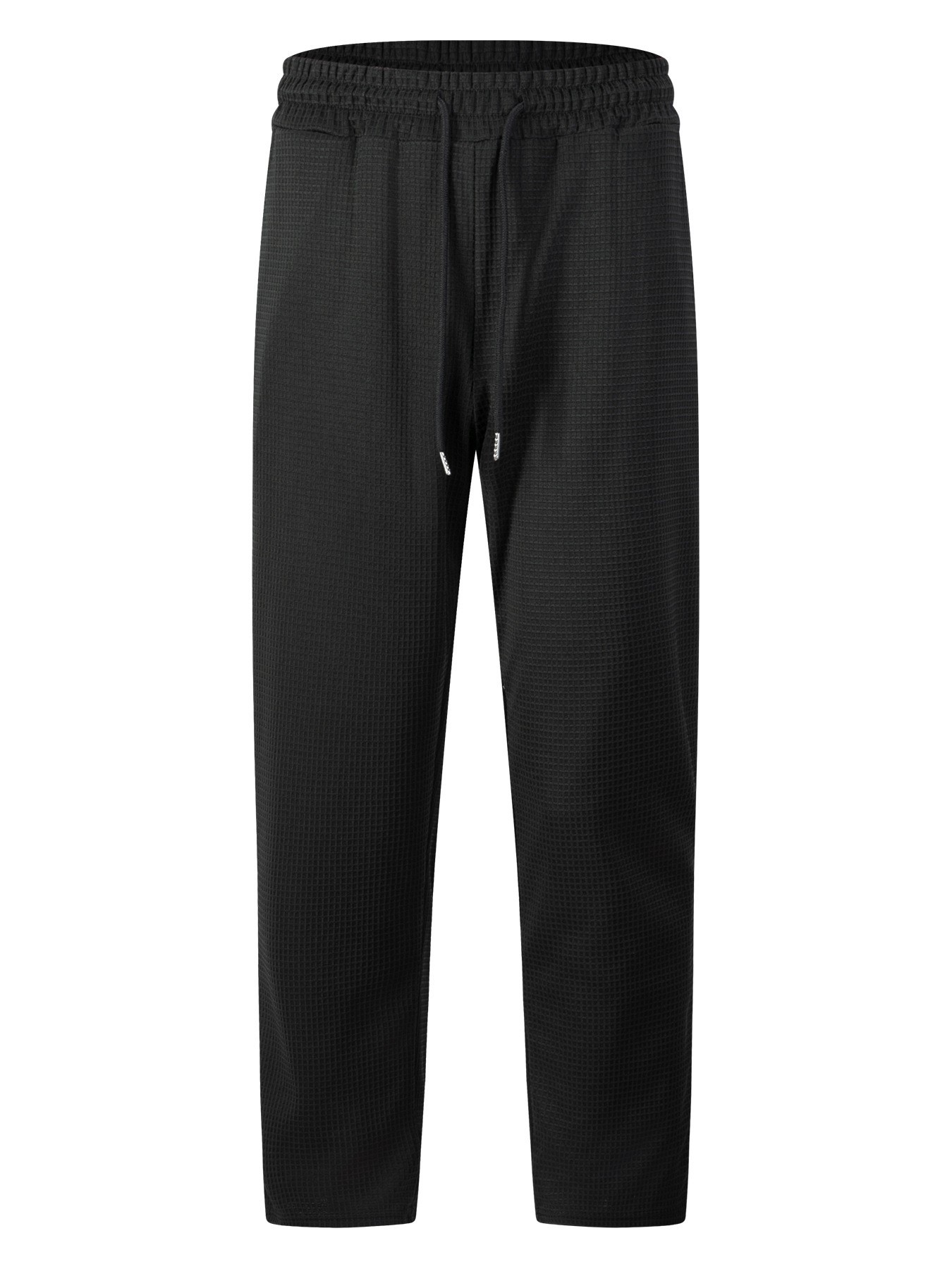 men's new large checkered drawstring casual pants, lightweight, breathable, comfortable straight-leg pocket trousers