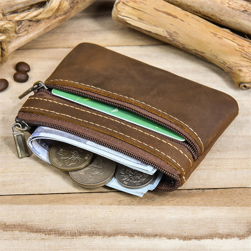 Vintage Genuine Leather Wallet with Keychain