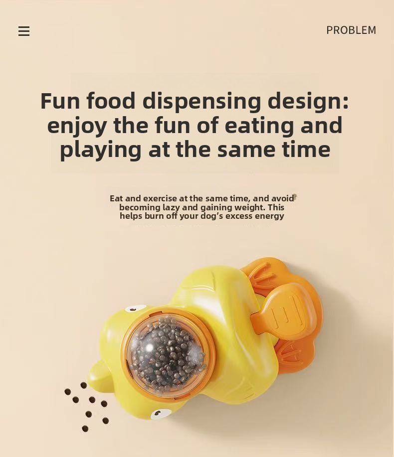 Interactive Duck Pet Food Dispenser Toy